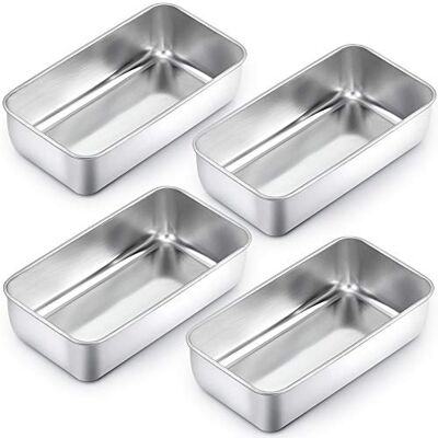 Homikit Set van 4 rechthoekige roestvrijstalen broodbakvormen Voor brood 23,5 x 12,6 x 6 cm, rechthoekig, broodvorm, cake, toast, gezond, gemakkelijk te reinigen, vaatwasmachinebestendig Homikit Set van 4 rechthoekige roestvrijstalen broodbakvormen Voor brood 23,5 x 12,6 x 6 cm, rechthoekig, broodvorm, cake, toast, gezond, gemakkelijk te reinigen, vaatwasmachinebestendig
