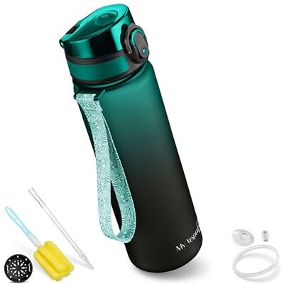 My Vesperbox Minny Drinkfles voor kinderen, lekvrij, met rietje of zeef, 350 ml, 500 ml, lichte Tritan waterfles, BPA-vrij, voor de kleuterklas, school (groen/zwart, 500 ml) My Vesperbox Minny Drinkfles voor kinderen, lekvrij, met rietje of zeef, 350 ml, 500 ml, lichte Tritan waterfles, BPA-vrij, voor de kleuterklas, school (groen/zwart, 500 ml)
