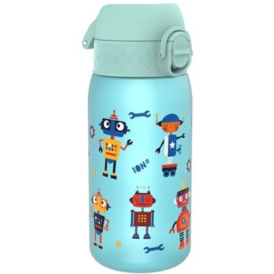 Ion8 Drinkfles voor kinderen, 350 ml, lekvrij, gemakkelijk te openen, veilige vergrendeling, vaatwasmachinebestendig, BPA-vrij, draaggreep, gemakkelijk te reinigen, neutrale koolstof, robots Ion8 Drinkfles voor kinderen, 350 ml, lekvrij, gemakkelijk te openen, veilige vergrendeling, vaatwasmachinebestendig, BPA-vrij, draaggreep, gemakkelijk te reinigen, neutrale koolstof, robots