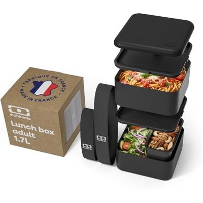 monbento Bento Box MB Square Onyx Grote lunchbox met vakken Luchtdichte lunchbox met 2 etages Ideaal voor werk/school BPA-vrij Duurzaam en veilig Gemaakt in Frankrijk Zwart monbento Bento Box MB Square Onyx Grote lunchbox met vakken Luchtdichte lunchbox met 2 etages Ideaal voor werk/school BPA-vrij Duurzaam en veilig Gemaakt in Frankrijk Zwart