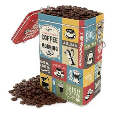 ART Retro koffieblik Coffee Collage cadeau-idee voor de keuken, container met aromadeksel in vintage design, 1,3 liter ART Retro koffieblik Coffee Collage cadeau-idee voor de keuken, container met aromadeksel in vintage design, 1,3 liter