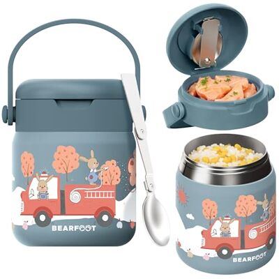 BEARFOOT Thermoscontainer voor kinderen, roestvrij staal, 500 ml, BPA-vrij (brandweerhaas blauw) BEARFOOT Thermoscontainer voor kinderen, roestvrij staal, 500 ml, BPA-vrij (brandweerhaas blauw)