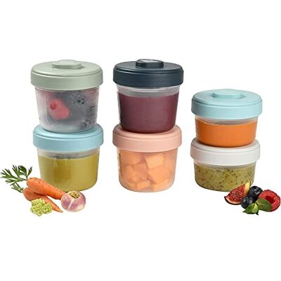 Béaba , Set van 6 bewaarporties, stapelbare en in elkaar grijpende potten, 100% luchtdicht, schaalverdeling, markeringszone, invriezen, opslag van moedermelk (2 x 90 ml + 4 x 150 ml) Béaba , Set van 6 bewaarporties, stapelbare en in elkaar grijpende potten, 100% luchtdicht, schaalverdeling, markeringszone, invriezen, opslag van moedermelk (2 x 90 ml + 4 x 150 ml)