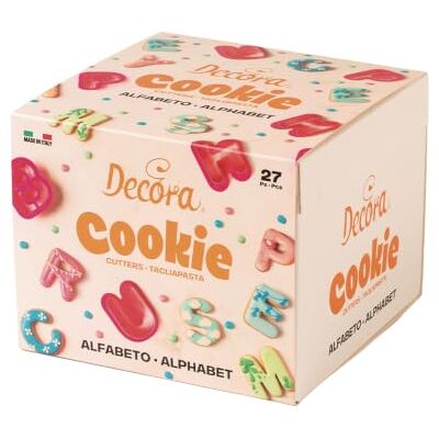 Decora , 0255081 koekjessnijderset, groot, 5,2 x H 2,2, de ideale set voor het maken van suikerpasta of gumpasta, gemaakt in Italië, 27-delige set. Decora , 0255081 koekjessnijderset, groot, 5,2 x H 2,2, de ideale set voor het maken van suikerpasta of gumpasta, gemaakt in Italië, 27-delige set.