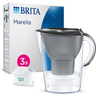 Brita Marella-filterkaraf wit (2,4 l) inclusief 3 MAXTRA PRO All-in-1 filterpatronen Vermindert kalkaanslag, chloor, bepaalde verontreinigingen en sommige metalen Brita Marella-filterkaraf wit (2,4 l) inclusief 3 MAXTRA PRO All-in-1 filterpatronen Vermindert kalkaanslag, chloor, bepaalde verontreinigingen en sommige metalen