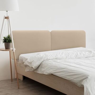 DHOME Gestoffeerd hoofdeinde, glad, afgerond, kunstleer, met poten, akoestisch, absorberend, voor slaapkamer (beige, 180 cm dubbel) DHOME Gestoffeerd hoofdeinde, glad, afgerond, kunstleer, met poten, akoestisch, absorberend, voor slaapkamer (beige, 180 cm dubbel)