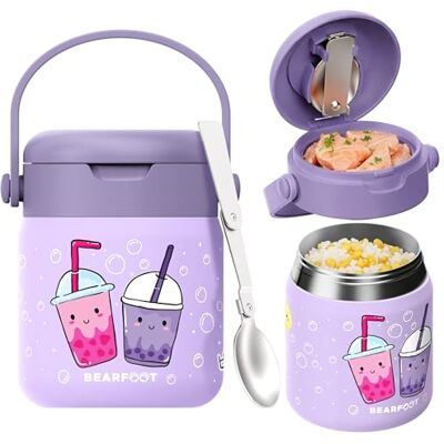 BEARFOOT Thermoscontainer van roestvrij staal voor kinderen, 500 ml, BPA-vrij (Bubble Tea paars) BEARFOOT Thermoscontainer van roestvrij staal voor kinderen, 500 ml, BPA-vrij (Bubble Tea paars)
