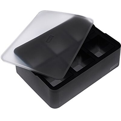 Lurch Ice Form Premium siliconen ijsmachine met deksel voor zes ijsblokjes van 5 cm, zwart, kubus Lurch Ice Form Premium siliconen ijsmachine met deksel voor zes ijsblokjes van 5 cm, zwart, kubus
