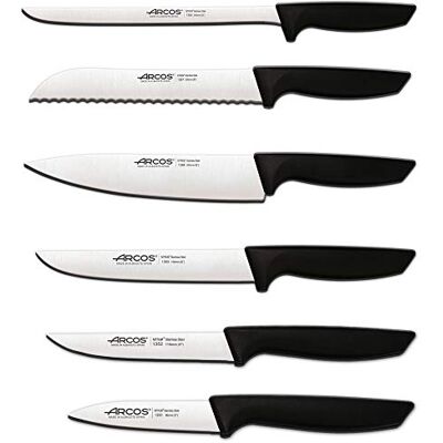 Arcos Professionele keukenmessenset professionele keukenmessen 6 stuks roestvrijstalen messen zwart handvat keukengerei serie Nizza vaatwasmachinebestendig Arcos Professionele keukenmessenset professionele keukenmessen 6 stuks roestvrijstalen messen zwart handvat keukengerei serie Nizza vaatwasmachinebestendig