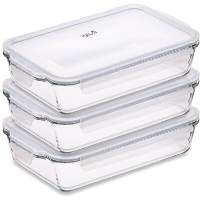 Igluu Meal Prep Lasagneborden van glas (3 stuks) 2,2 l Luchtdicht en BPA-vrij deksel – oven, airfryer, magnetron, vriezer, vaatwasser – borosilicaatglas Igluu Meal Prep Lasagneborden van glas (3 stuks) 2,2 l Luchtdicht en BPA-vrij deksel – oven, airfryer, magnetron, vriezer, vaatwasser – borosilicaatglas