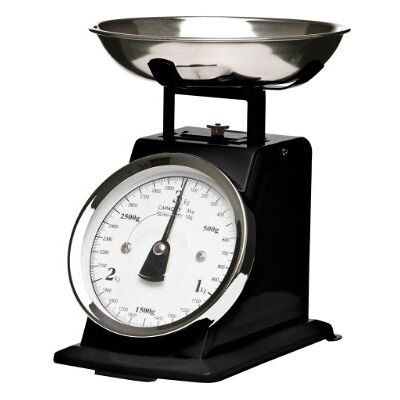 Premier Housewares Mechanische keukenweegschaal, roestvrijstalen kom, matzwart, 3 kg Premier Housewares Mechanische keukenweegschaal, roestvrijstalen kom, matzwart, 3 kg