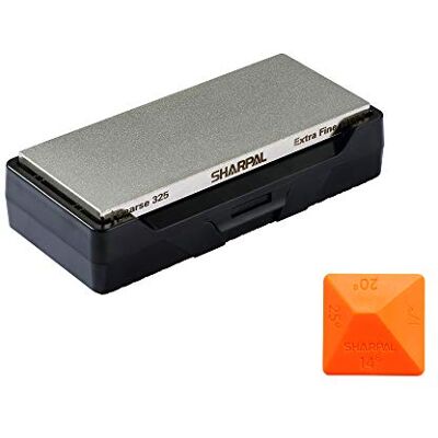 SHARPAL 156N messenslijper van diamanten wetsteen met opberghouder, grove dubbelzijdige korrel 325, extra fijn 1200, diamanten slijpsteen met antislipbasis en hoekgeleider SHARPAL 156N messenslijper van diamanten wetsteen met opberghouder, grove dubbelzijdige korrel 325, extra fijn 1200, diamanten slijpsteen met antislipbasis en hoekgeleider