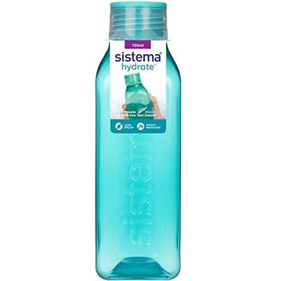 Sistema vierkante waterfles, 725 ml, BPA-vrije waterfles, lekvrije sluiting, antislip randen, verschillende kleuren Sistema vierkante waterfles, 725 ml, BPA-vrije waterfles, lekvrije sluiting, antislip randen, verschillende kleuren