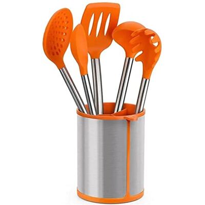 BRA Efficient Keukengerei en carrousel van roestvrij staal, nylon en siliconen, oranje, 14,5 x 15 x 37,5 cm, 5 stuks BRA Efficient Keukengerei en carrousel van roestvrij staal, nylon en siliconen, oranje, 14,5 x 15 x 37,5 cm, 5 stuks