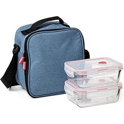 TATAY Koeltas voor lunch, 2 glazen dozen, 0,57 l, 22 x 12 x 21,5 cm TATAY Koeltas voor lunch, 2 glazen dozen, 0,57 l, 22 x 12 x 21,5 cm