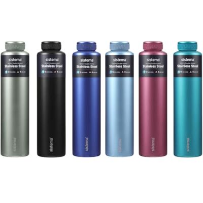 Sistema Hydrate Roestvrijstalen waterfles, 280 ml, BPA-vrij, dubbelwandig, vacuüm-geïsoleerd, metalen waterfles, houdt de vloeistof warm en koud, verschillende kleuren Sistema Hydrate Roestvrijstalen waterfles, 280 ml, BPA-vrij, dubbelwandig, vacuüm-geïsoleerd, metalen waterfles, houdt de vloeistof warm en koud, verschillende kleuren