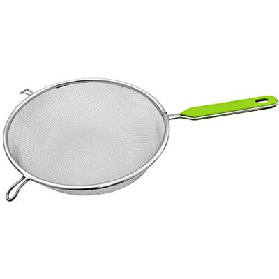 Fackelmann Zeef Ø 20 cm, roestvrij staal keukenzeef fijnmazige zeef met kunststof inzetstuk (kleur: groen/zilver), hoeveelheid: 1 stuk Fackelmann Zeef Ø 20 cm, roestvrij staal keukenzeef fijnmazige zeef met kunststof inzetstuk (kleur: groen/zilver), hoeveelheid: 1 stuk