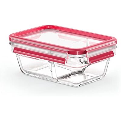 Emsa N10407 Clip & Close glazen vershouddoos incl. afscheiding 0,8 L stapelbaar vriesbestendig ovenvast magnetronbestendig 100% dicht vaatwasmachinebestendig transparant/rood Emsa N10407 Clip & Close glazen vershouddoos incl. afscheiding 0,8 L stapelbaar vriesbestendig ovenvast magnetronbestendig 100% dicht vaatwasmachinebestendig transparant/rood