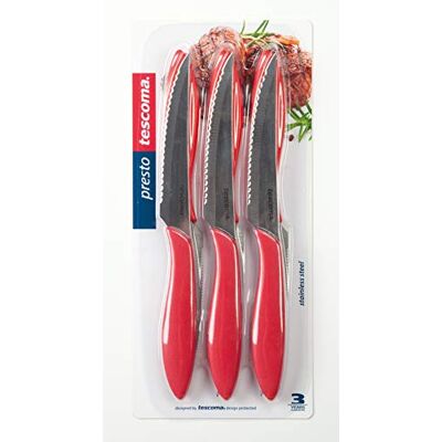 Tescoma Presto Steakmes 12 cm 6 stuks rood 29,5 x 12 x 1,8 cm Tescoma Presto Steakmes 12 cm 6 stuks rood 29,5 x 12 x 1,8 cm