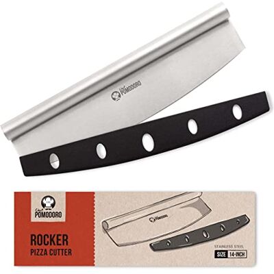 Chef Pomodoro Professionele pizzasnijder van roestvrij staal met lemmetdeksel, veelzijdig pizzames, 35,6 cm, superscherp, eenvoudig te bedienen pizzames met comfortabele handgreep Chef Pomodoro Professionele pizzasnijder van roestvrij staal met lemmetdeksel, veelzijdig pizzames, 35,6 cm, superscherp, eenvoudig te bedienen pizzames met comfortabele handgreep