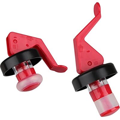 Fackelmann 2 stuks 49569 hefboomstop, hefboomdop, herbruikbare dop voor fles, kunststof, rood, 8 cm Fackelmann 2 stuks 49569 hefboomstop, hefboomdop, herbruikbare dop voor fles, kunststof, rood, 8 cm