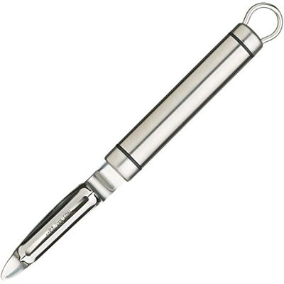 KitchenCraft Professionele dunschiller van roestvrij staal met draaibaar lemmet voor groenten en fruit, vaatwasmachinebestendig, zilver, 21 cm KitchenCraft Professionele dunschiller van roestvrij staal met draaibaar lemmet voor groenten en fruit, vaatwasmachinebestendig, zilver, 21 cm