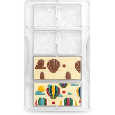Decora 0050136 Professionele chocoladevorm in de vorm van heteluchtballonnen, 4 holtes, 85 x 42 x H 10 mm, polycarbonaat, ideaal voor het maken van glanzende chocolade, professioneel design, gemaakt Decora 0050136 Professionele chocoladevorm in de vorm van heteluchtballonnen, 4 holtes, 85 x 42 x H 10 mm, polycarbonaat, ideaal voor het maken van glanzende chocolade, professioneel design, gemaakt