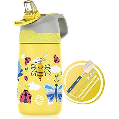 Fjbottle Thermosfles voor kinderen, met rietje, 350 ml/400 ml, waterdicht, BPA-vrij, Tritan, lekvrij, herbruikbaar, voor school, sport en kleuterschool Fjbottle Thermosfles voor kinderen, met rietje, 350 ml/400 ml, waterdicht, BPA-vrij, Tritan, lekvrij, herbruikbaar, voor school, sport en kleuterschool
