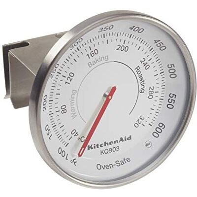 KitchenAid Oventhermometer, verstelbaar, om op te hangen, voor gasovens, elektrisch en met circulatielucht, 40 °C tot 320 °C, Eén maat, zwart KitchenAid Oventhermometer, verstelbaar, om op te hangen, voor gasovens, elektrisch en met circulatielucht, 40 °C tot 320 °C, Eén maat, zwart
