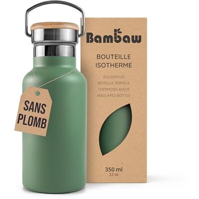 Bambaw Drinkfles, 350 ml, roestvrij staal, kleine thermosfles, roestvrij staal, licht, herbruikbaar en roestbestendig, gemakkelijk te reinigen, ideaal voor school, kantoor of sport (saliegroen) Bambaw Drinkfles, 350 ml, roestvrij staal, kleine thermosfles, roestvrij staal, licht, herbruikbaar en roestbestendig, gemakkelijk te reinigen, ideaal voor school, kantoor of sport (saliegroen)