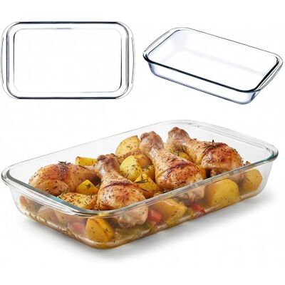 KADAX 2,2 liter rechthoekige ovenschaal van hittebestendig glas vaatwasmachinebestendig glazen braadpan voor lasagne of cake KADAX 2,2 liter rechthoekige ovenschaal van hittebestendig glas vaatwasmachinebestendig glazen braadpan voor lasagne of cake