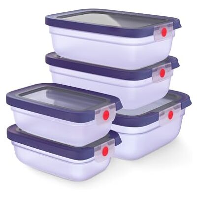 Emsa oneClick vershouddozen set, paars, 5 stuks Emsa oneClick vershouddozen set, paars, 5 stuks