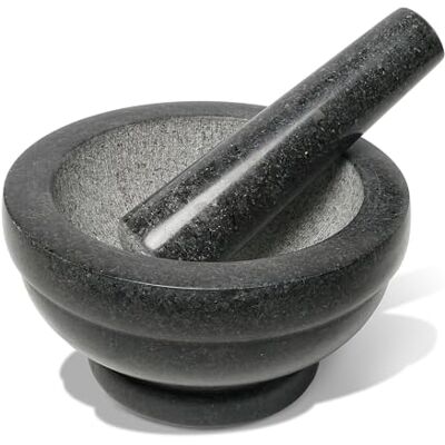 Wenco Granieten vijzel en stamper met een diameter van 16 cm, perfect voor het hakken, malen en bereiden van kruiden, specerijen, pesto, robuust keukengereedschap voor traditionele bereiding Wenco Granieten vijzel en stamper met een diameter van 16 cm, perfect voor het hakken, malen en bereiden van kruiden, specerijen, pesto, robuust keukengereedschap voor traditionele bereiding