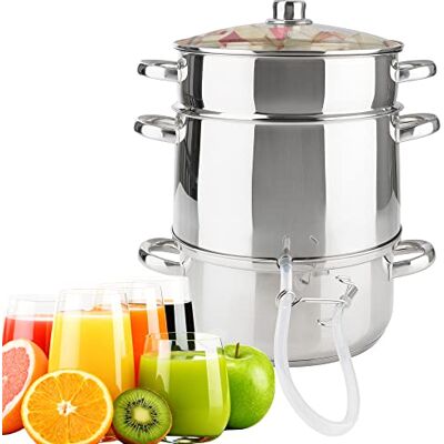 Arebos Vruchtenpers Stoomextractor Juicer Extractor Roestvrij Staal Ø 26cm 15 L Grijs 42 cm in Hoogte Arebos Vruchtenpers Stoomextractor Juicer Extractor Roestvrij Staal Ø 26cm 15 L Grijs 42 cm in Hoogte