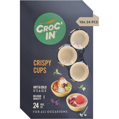 CROC'IN Eetbare schalen om tomaat te garneren, taartbodem voor gebak of voorgerecht, handwerk en veganistisch, doos met 240 stuks, speciaal formaat voor catering en catering CROC'IN Eetbare schalen om tomaat te garneren, taartbodem voor gebak of voorgerecht, handwerk en veganistisch, doos met 240 stuks, speciaal formaat voor catering en catering