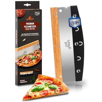 grillart ® Hoogwaardig pizzames, extra scherpe pizzasnijder van roestvrij staal met 32 cm lemmet en houten handvat voor moeiteloos en nauwkeurig snijden. Weegmes van grillart ® Hoogwaardig pizzames, extra scherpe pizzasnijder van roestvrij staal met 32 cm lemmet en houten handvat voor moeiteloos en nauwkeurig snijden. Weegmes van