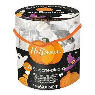 ScrapCooking SCRAP COOKING Emmer met 16 stalen 'Halloween' koekjesvormpjes ScrapCooking SCRAP COOKING Emmer met 16 stalen 'Halloween' koekjesvormpjes