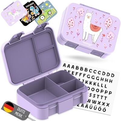 BEARFOOT Bento Box COMPACT BPA-vrije broodtrommel voor kinderen voor school & kleuterschool Lekvrije lunchbox voor meisjes & jongens (Lama Paars, 650 ml) BEARFOOT Bento Box COMPACT BPA-vrije broodtrommel voor kinderen voor school & kleuterschool Lekvrije lunchbox voor meisjes & jongens (Lama Paars, 650 ml)