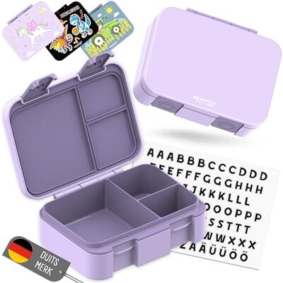 BEARFOOT Bento Box COMPACT BPA-vrije broodtrommel voor kinderen voor school & kleuterschool Lekvrije lunchbox voor meisjes & jongens (Paars, 650 ml) BEARFOOT Bento Box COMPACT BPA-vrije broodtrommel voor kinderen voor school & kleuterschool Lekvrije lunchbox voor meisjes & jongens (Paars, 650 ml)