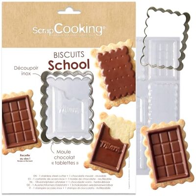 ScrapCooking 2113 Koekjesset "School" Snijder van roestvrij staal & Chocolade Tabletvorm Kleine Cakes Kleine Boter Accessoires voor gebak Kinderen Snack 2113 ScrapCooking 2113 Koekjesset "School" Snijder van roestvrij staal & Chocolade Tabletvorm Kleine Cakes Kleine Boter Accessoires voor gebak Kinderen Snack 2113