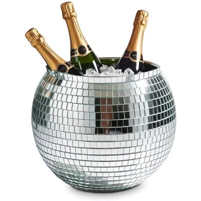 mikamax Disco Ball IJsemmer, XL, 11 liter, drankkoeler voor feestjes, wijnkoeler en ijscontainer, zilveren disco-ijsemmer, 27,5 cm mikamax Disco Ball IJsemmer, XL, 11 liter, drankkoeler voor feestjes, wijnkoeler en ijscontainer, zilveren disco-ijsemmer, 27,5 cm
