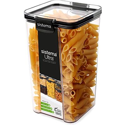 Sistema Ultra Tritan Luchtdichte voorraadcontainers, 3 vierkante kunststof voedselcontainers met deksel (1 x 1,3 l + 2 x 700 ml), stapelbaar, clipsluiting, BPA-vrij Sistema Ultra Tritan Luchtdichte voorraadcontainers, 3 vierkante kunststof voedselcontainers met deksel (1 x 1,3 l + 2 x 700 ml), stapelbaar, clipsluiting, BPA-vrij