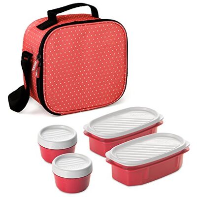 TATAY Urban Food Koeltas Met 4 Luchtdichte Deksels, Stof, Rood, 22,5 x 10 x 22 Cm TATAY Urban Food Koeltas Met 4 Luchtdichte Deksels, Stof, Rood, 22,5 x 10 x 22 Cm
