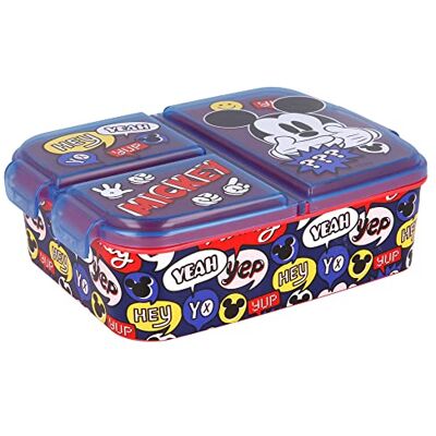 Stor Mickey Mouse Decoratieve broodtrommel met drie vakken voor kinderen Stor Mickey Mouse Decoratieve broodtrommel met drie vakken voor kinderen