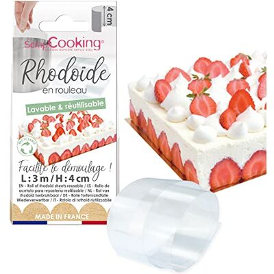 ScrapCooking Rhodoïde tape H 4 cm x 3 m Rhodoid bakrol transparant Voor cakes, voorgerechten, mousse, cheesecakes Blad accessoires voor gebak Gemaakt in Frankrijk 9423 ScrapCooking Rhodoïde tape H 4 cm x 3 m Rhodoid bakrol transparant Voor cakes, voorgerechten, mousse, cheesecakes Blad accessoires voor gebak Gemaakt in Frankrijk 9423