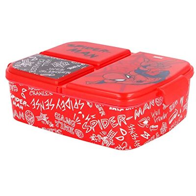 Stor Spiderman Decoratieve broodtrommel met drie vakken voor kinderen Stor Spiderman Decoratieve broodtrommel met drie vakken voor kinderen