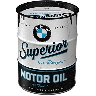 BMW Superior Motor Oil Retro Spaarpot, 600 ml, cadeau-idee voor BMW-fans, officieel gelicentieerd product (OLP), metalen bankbiljettendoos, blikkaart BMW Superior Motor Oil Retro Spaarpot, 600 ml, cadeau-idee voor BMW-fans, officieel gelicentieerd product (OLP), metalen bankbiljettendoos, blikkaart