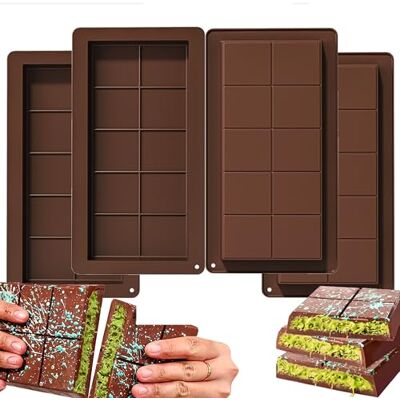 JAADU 4 stuks diepe chocoladebakvorm, chocoladevorm van siliconen, Dubai chocoladevorm, BPA-vrij, extra diepe chocoladevorm voor chocoladesnoepjes JAADU 4 stuks diepe chocoladebakvorm, chocoladevorm van siliconen, Dubai chocoladevorm, BPA-vrij, extra diepe chocoladevorm voor chocoladesnoepjes