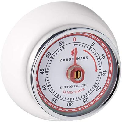 Zassenhaus Klassieke mechanische retro magnetische keukentimer, wit Zassenhaus Klassieke mechanische retro magnetische keukentimer, wit