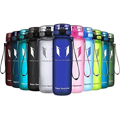 Super Sparrow waterfles, drinkfles, BPA-vrij, geschikt voor sporten, wandelen, school, kantoor, buiten, 1000 ml Super Sparrow waterfles, drinkfles, BPA-vrij, geschikt voor sporten, wandelen, school, kantoor, buiten, 1000 ml